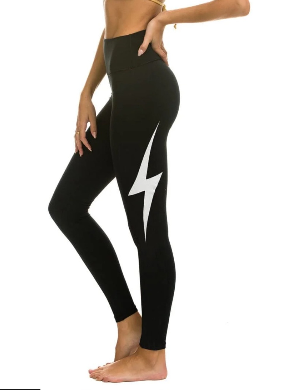 Aviator Nation- Small  High-Waist Black Lightning Bolt Leggings